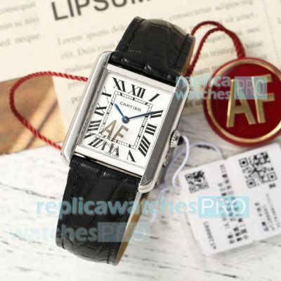 AF Factory Replica Small Cartier Tank Solo White Automatic Watch Leather Strap 